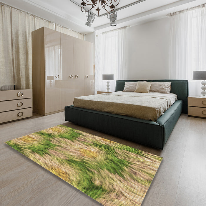 Patterned Golden Gold Rug in a Bedroom, pat102brn