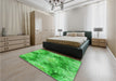 Patterned Neon Green Rug in a Bedroom, pat102grn