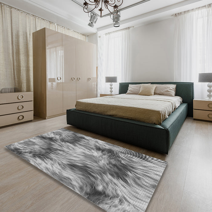 Patterned Cloud Gray Rug in a Bedroom, pat102gry