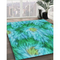 Patterned Bright Turquoise Blue Rug, pat102lblu