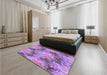 Patterned Violet Purple Rug in a Bedroom, pat102pur