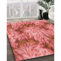 Patterned Fire Red Rug, pat102rd