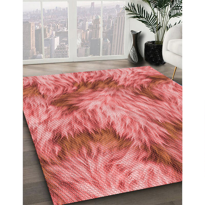 Machine Washable Transitional Fire Red Rug in a Family Room, wshpat102rd