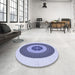 Round Patterned Blue Rug in a Office, pat1020blu