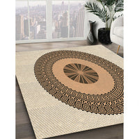 Patterned Khaki Gold Rug, pat1020brn