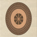 Round Patterned Khaki Gold Rug, pat1020brn