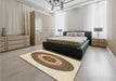 Patterned Khaki Gold Rug in a Bedroom, pat1020brn