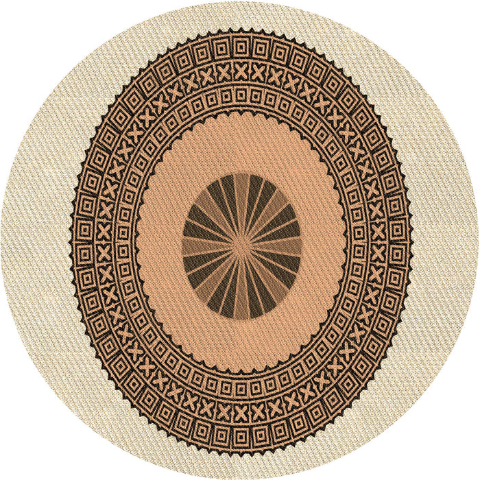 Square Patterned Khaki Gold Rug, pat1020brn