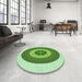 Round Patterned Green Rug in a Office, pat1020grn