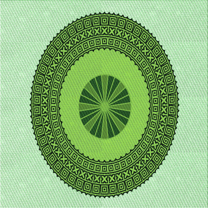 Round Patterned Green Rug, pat1020grn
