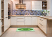 Patterned Green Rug in a Kitchen, pat1020grn