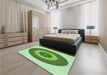 Round Machine Washable Transitional Green Rug in a Office, wshpat1020grn