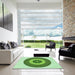 Square Patterned Green Rug in a Living Room, pat1020grn