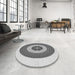 Round Patterned Smokey Gray Rug in a Office, pat1020gry