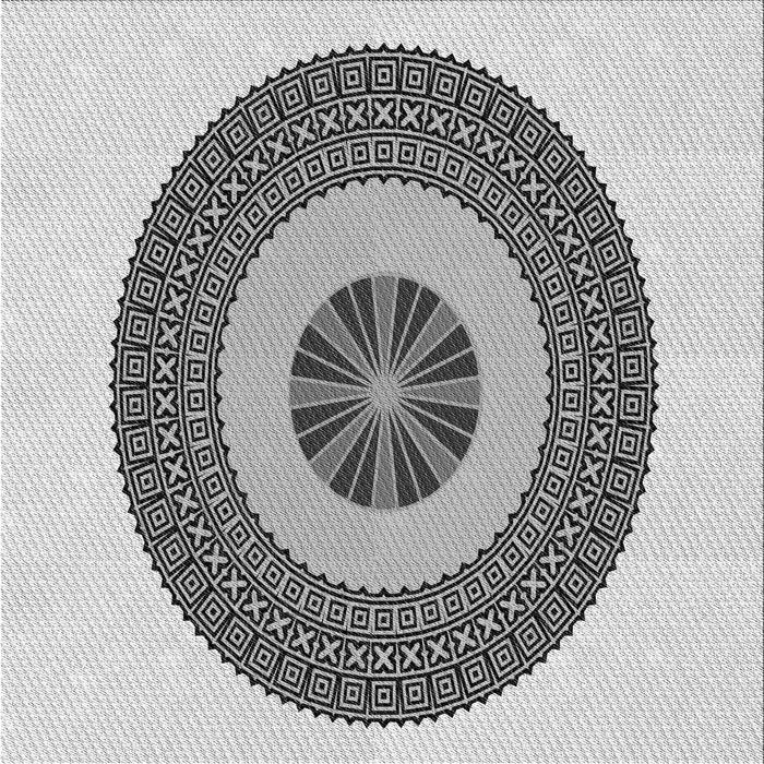 Round Patterned Smokey Gray Rug, pat1020gry