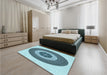 Round Machine Washable Transitional Deep-Sea Green Rug in a Office, wshpat1020lblu