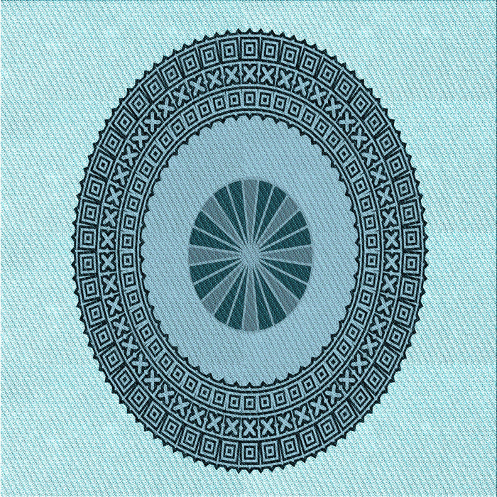 Round Patterned Deep-Sea Green Rug, pat1020lblu
