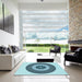 Machine Washable Transitional Deep-Sea Green Rug in a Kitchen, wshpat1020lblu