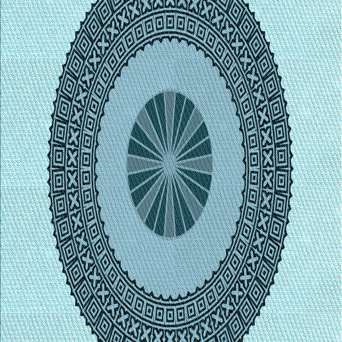 Patterned Deep-Sea Green Rug, pat1020lblu