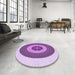 Round Patterned Orchid Purple Rug in a Office, pat1020pur