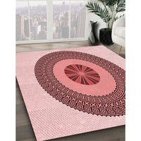 Patterned Deep Rose Pink Rug, pat1020rd