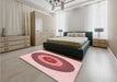 Patterned Deep Rose Pink Rug in a Bedroom, pat1020rd