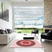 Square Patterned Deep Rose Pink Rug in a Living Room, pat1020rd