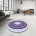 Round Patterned Bright Grape Purple Rug in a Office, pat1021blu