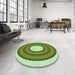 Round Patterned Light Green Rug in a Office, pat1021grn