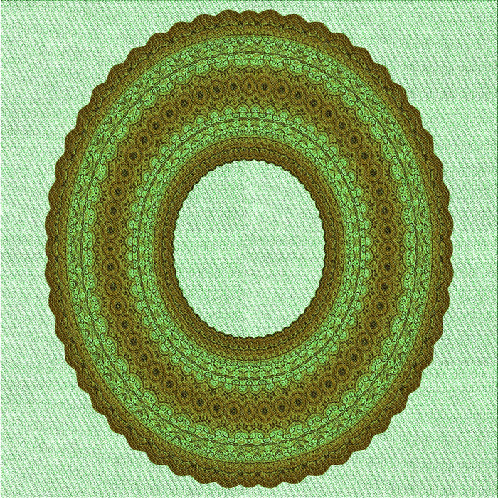 Round Patterned Light Green Rug, pat1021grn