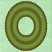 Round Patterned Light Green Rug, pat1021grn