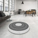 Round Patterned Ash Gray Rug in a Office, pat1021gry