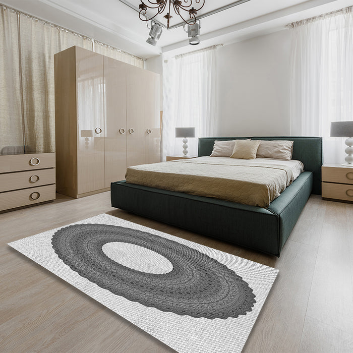 Patterned Ash Gray Rug in a Bedroom, pat1021gry