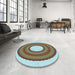 Machine Washable Transitional Blue Rug in a Washing Machine, wshpat1021lblu