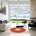 Square Patterned Neon Red Rug in a Living Room, pat1021org