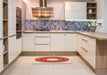 Patterned Neon Red Rug in a Kitchen, pat1021org