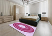 Round Machine Washable Transitional Pink Rug in a Office, wshpat1021pur