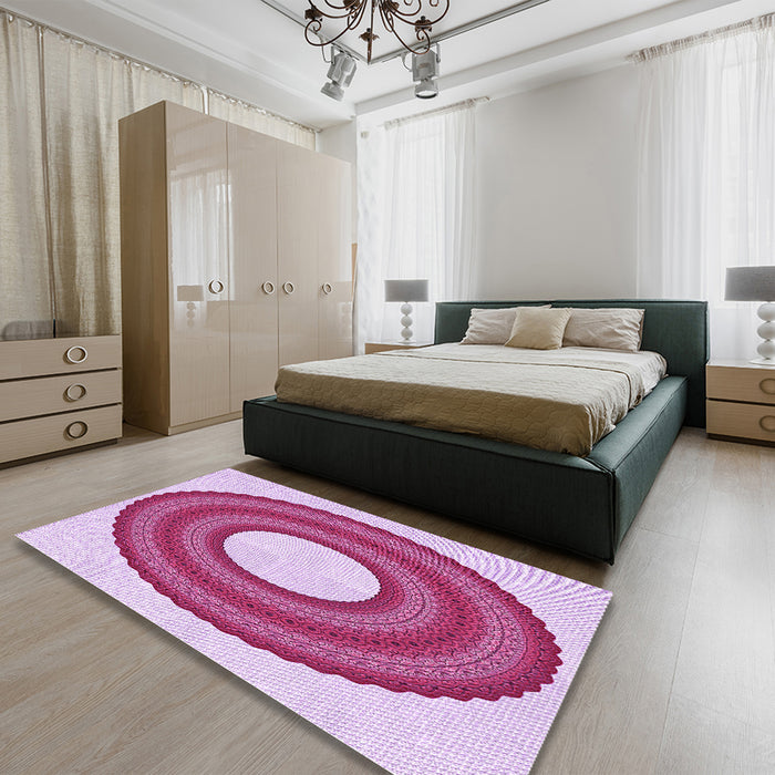 Patterned Pink Rug in a Bedroom, pat1021pur