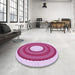 Round Patterned Pink Rug in a Office, pat1021pur