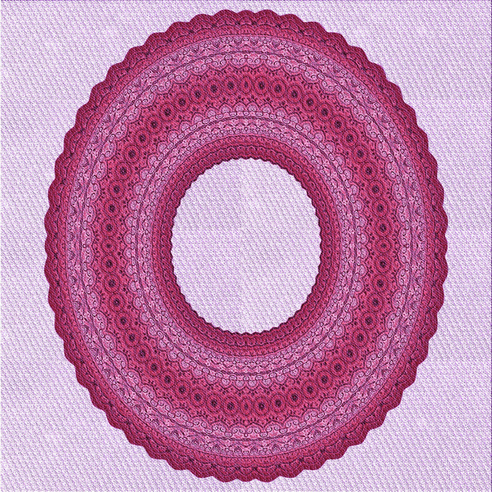 Round Machine Washable Transitional Pink Rug, wshpat1021pur