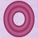 Round Machine Washable Transitional Pink Rug, wshpat1021pur
