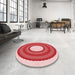 Round Patterned Baby Pink Rug in a Office, pat1021rd