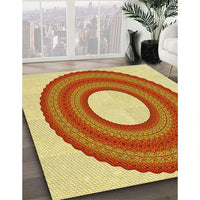 Patterned Orange Red Orange Rug, pat1021yw