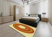 Patterned Orange Red Orange Rug in a Bedroom, pat1021yw