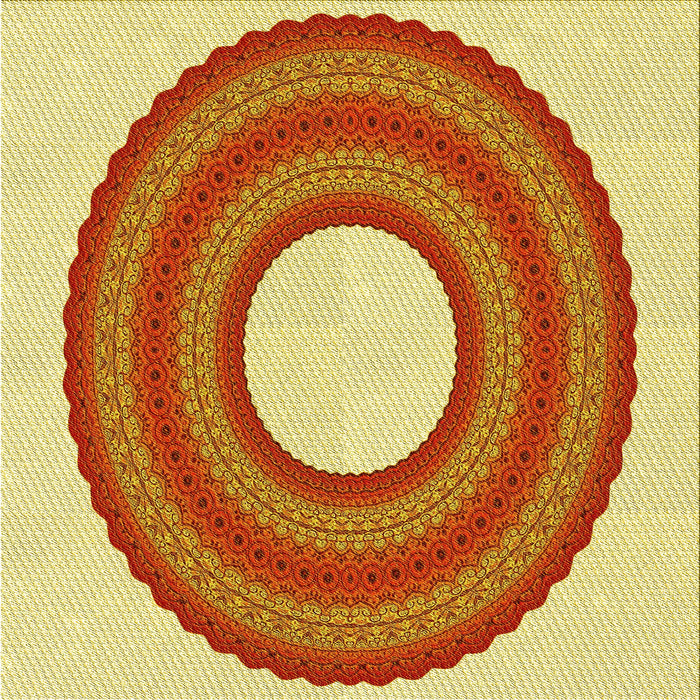 Round Machine Washable Transitional Orange Red Orange Rug, wshpat1021yw