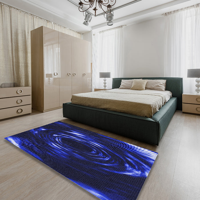 Patterned Sapphire Blue Rug in a Bedroom, pat1022blu