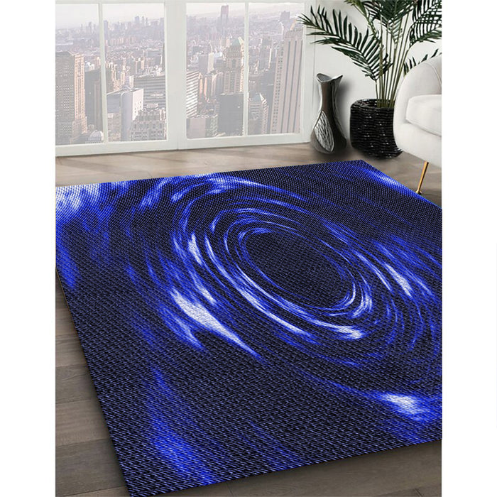 Machine Washable Transitional Sapphire Blue Rug in a Family Room, wshpat1022blu