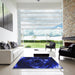 Machine Washable Transitional Sapphire Blue Rug in a Kitchen, wshpat1022blu