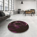 Round Patterned Sepia Brown Rug in a Office, pat1022brn