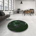 Round Patterned Medium Forest Green Rug in a Office, pat1022grn